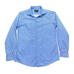 Rodd & Gunn Mens Blue Micro Floral Print Cotton Sports Fit Button Down Shirt M